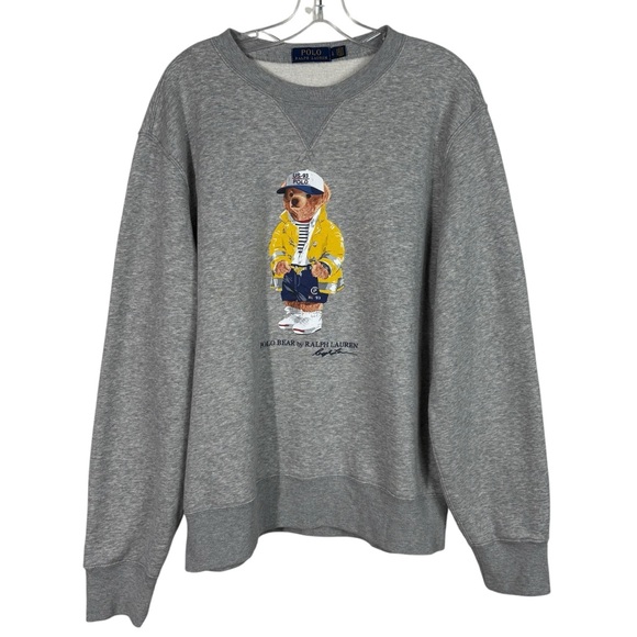 Polo Ralph Lauren CP-93 Retro Bear Fleece Graphic Pullover Sweatshirt Large L - Picture 1 of 5